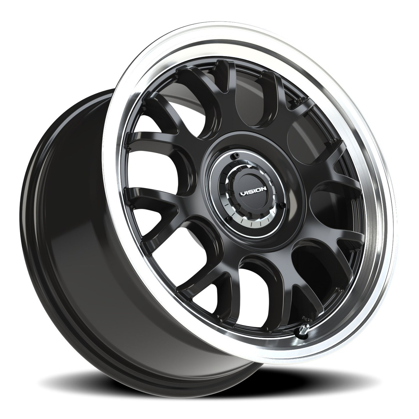 Vision Alpine 16X8 Gloss Black Brushed Lip Wheel