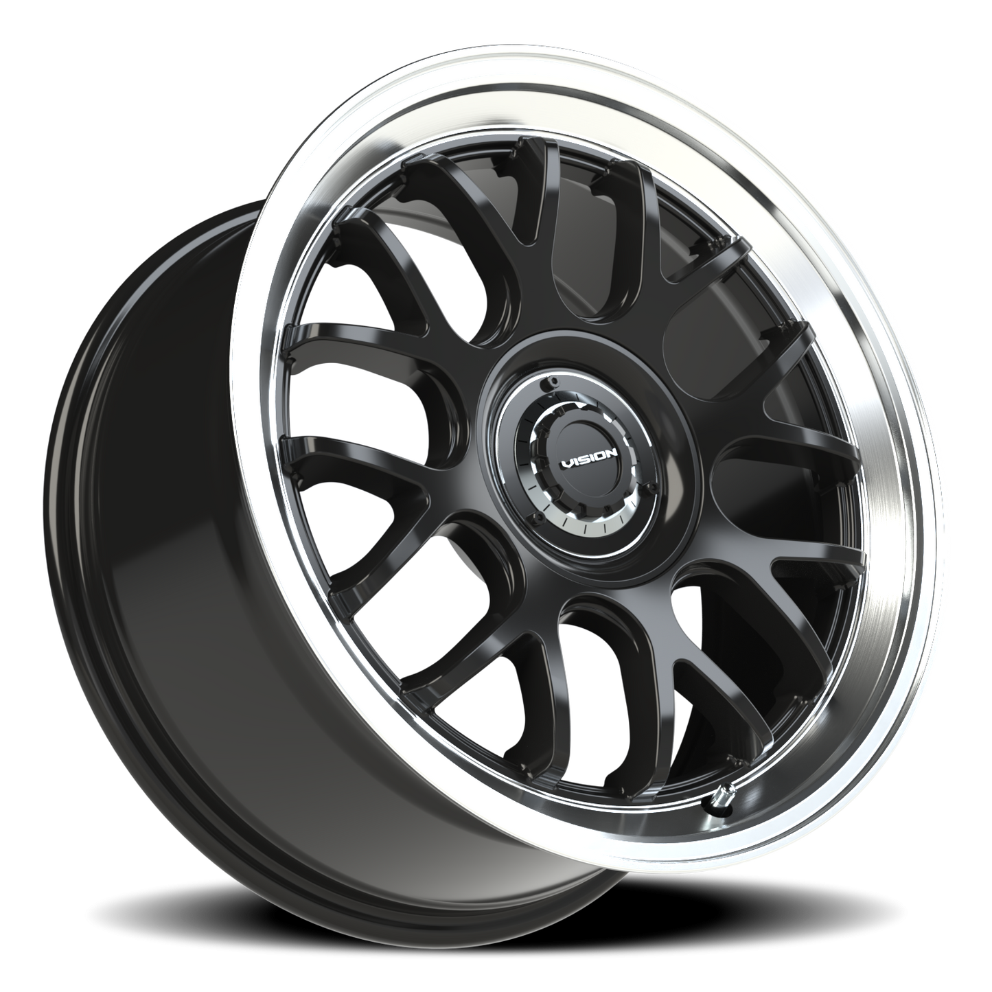 Vision Alpine 18X8.5 Gloss Black Brushed Lip Wheel
