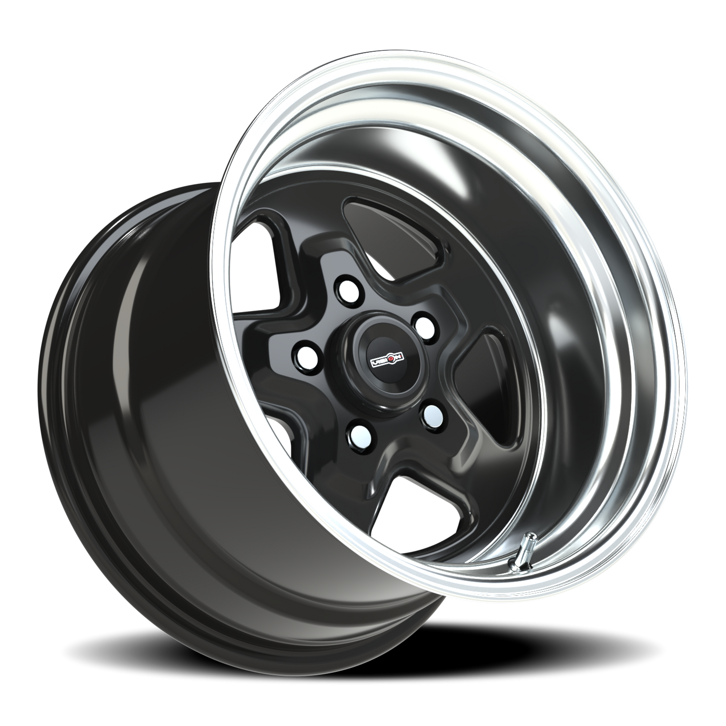 Vision Nitro 15X10 Gloss Black Machined Lip Wheel
