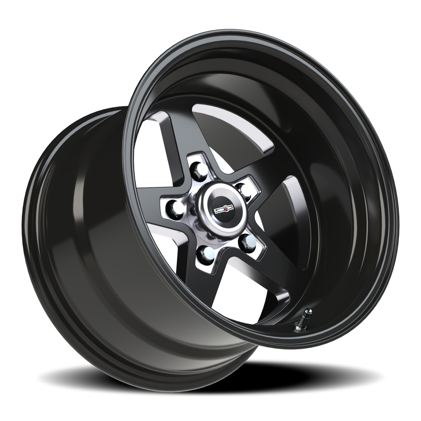 Vision Sta 15X10 Gloss Black with Milled Center Wheel