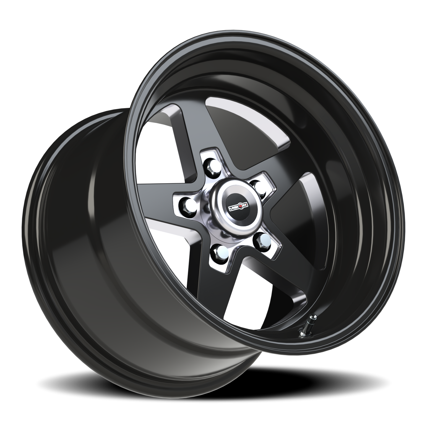 Vision Sta 15X10 Gloss Black with Milled Center Wheel