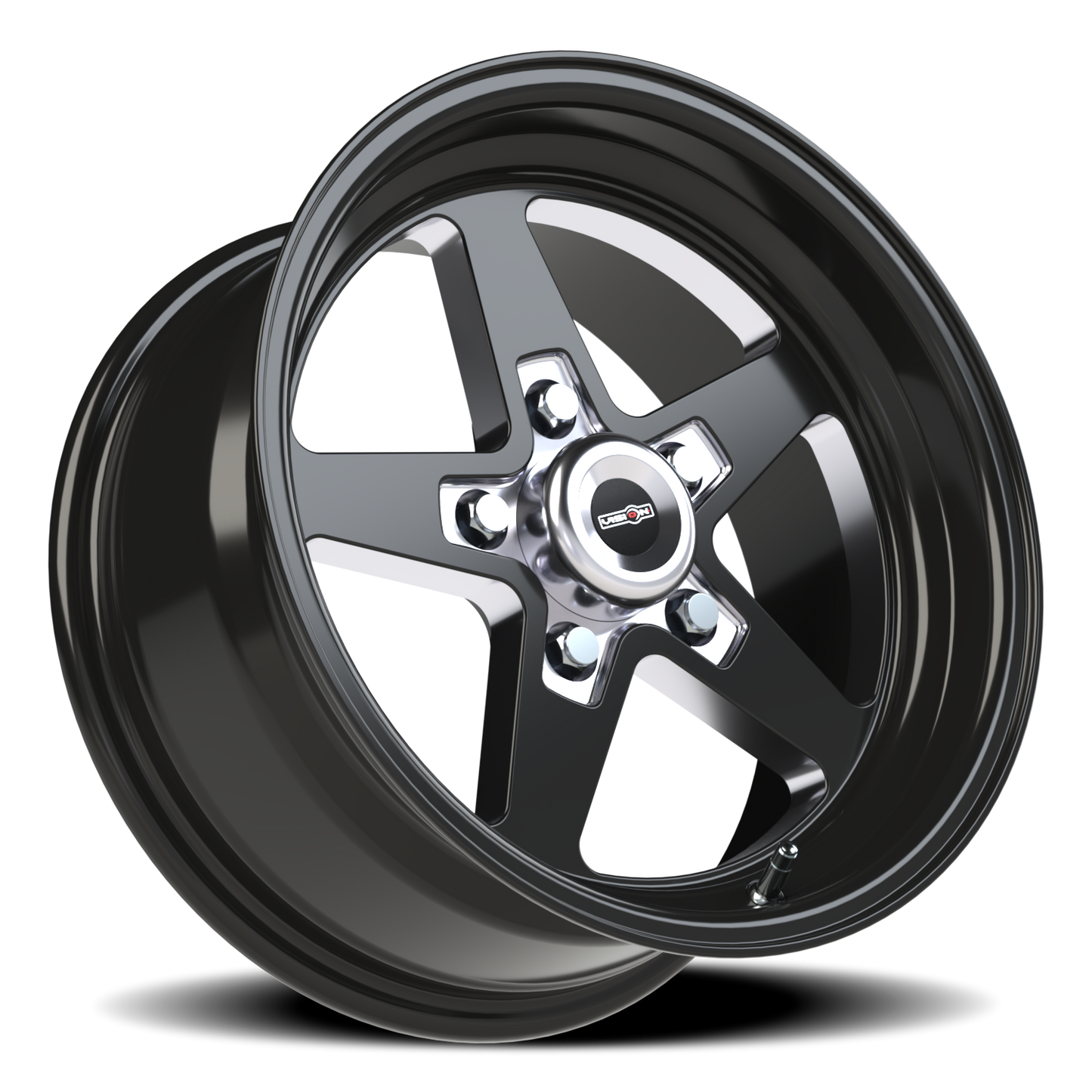 Vision Sta 15X7 Gloss Black with Milled Center Wheel
