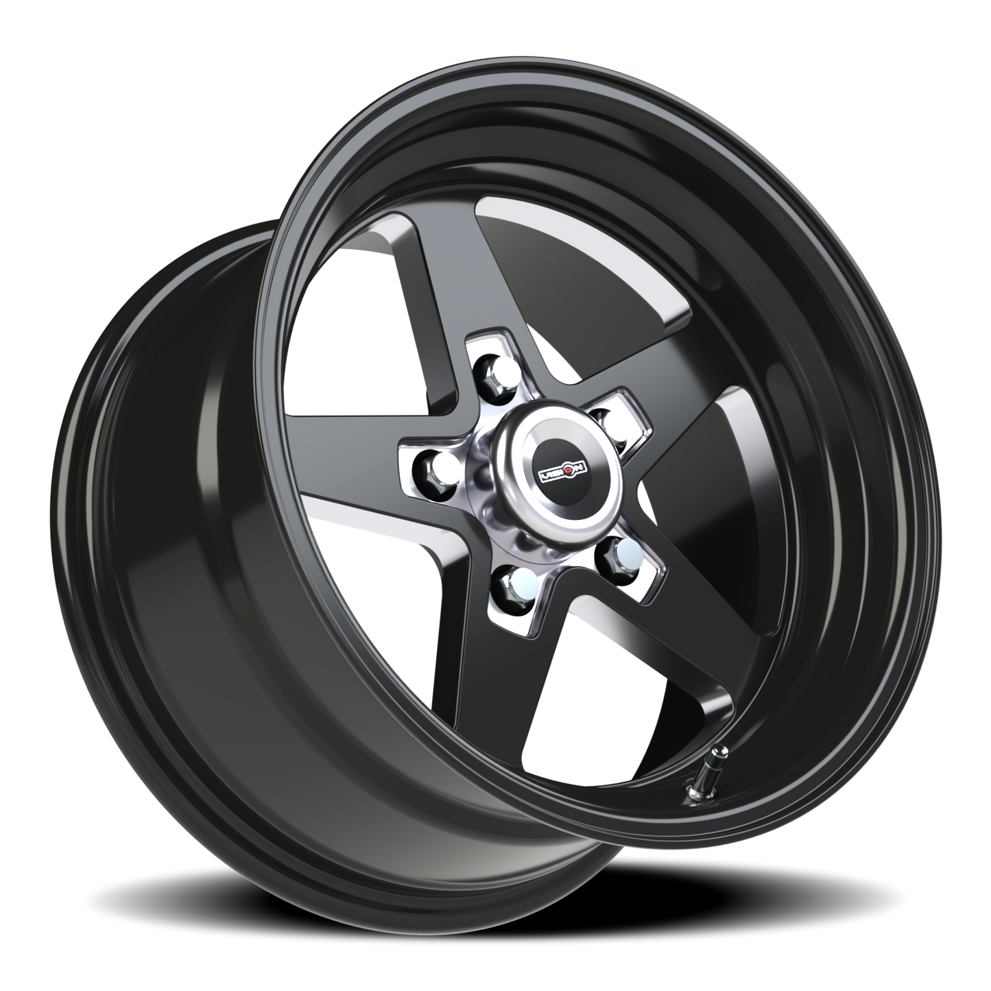 Vision Star 15X8 Gloss Black with Milled Center Wheel