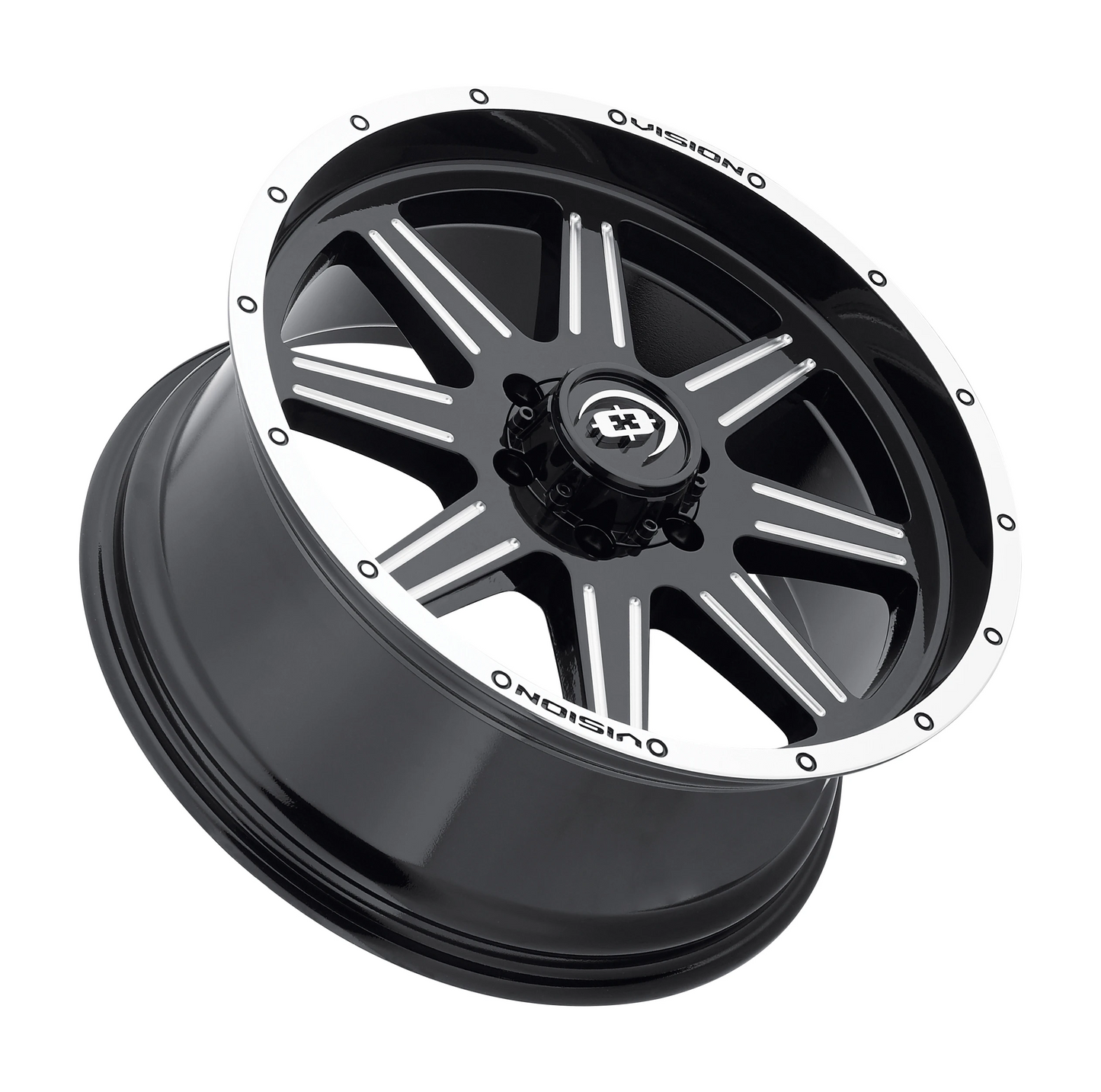 Vision Cannibal 20X9 Gloss Black Machined Lip Milled Spoke Wheel