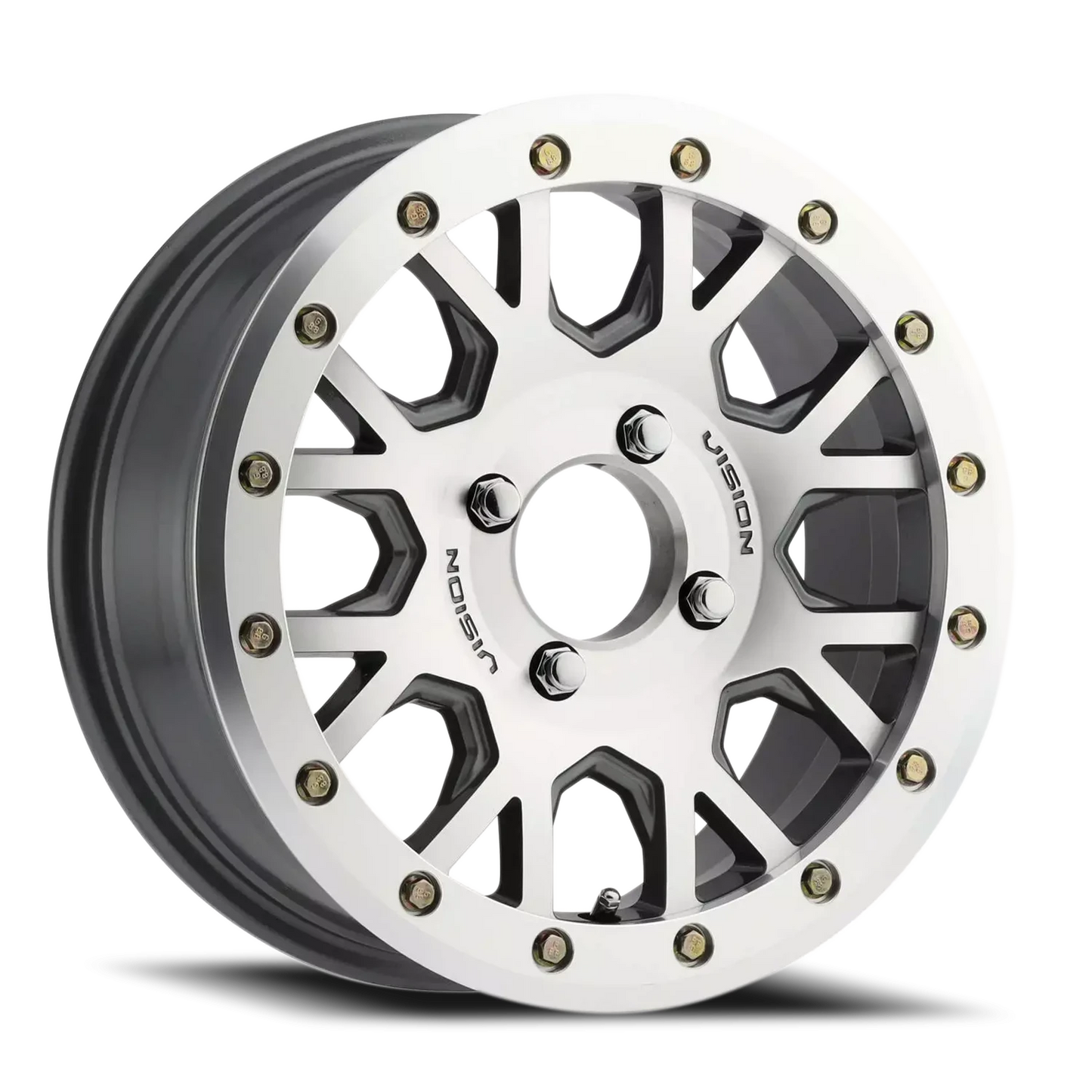 Vision Invader 15X6 Gunmetal Machined Face and Ring Wheel
