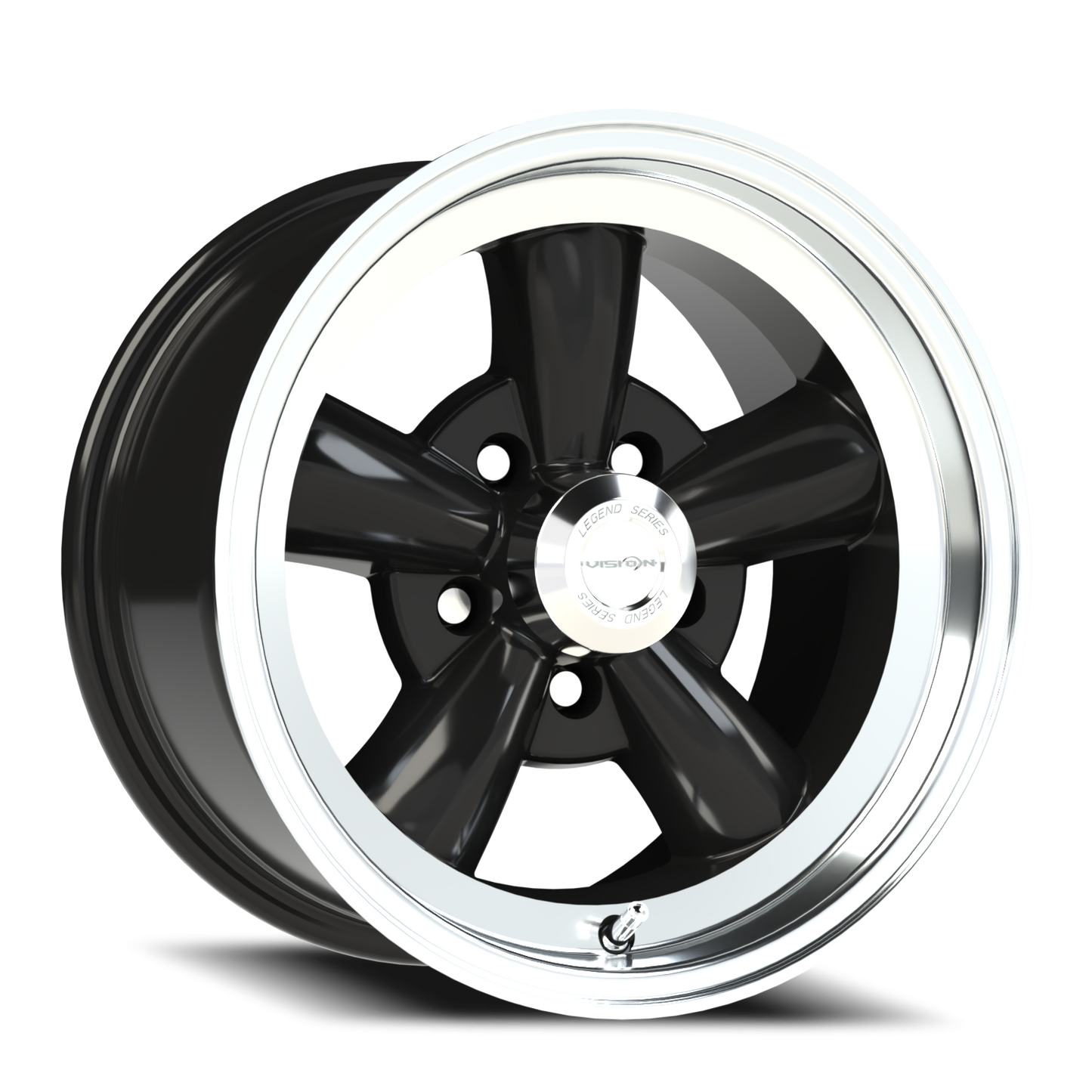Vision 5 15X8 Gloss Black Machined Lip Wheel