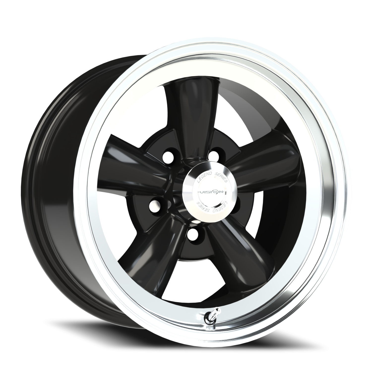 Vision 5 15X8 Gloss Black Machined Lip Wheel