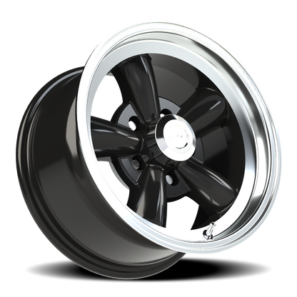 Vision 5 15X8 Gloss Black Machined Lip Wheel