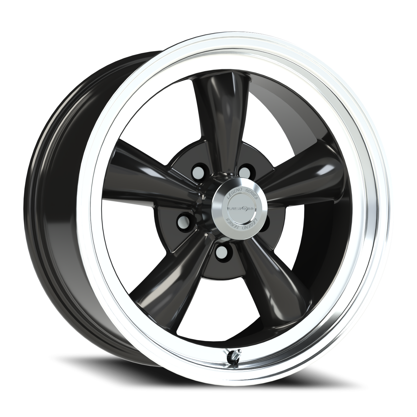 Vision 5 17X8 Gloss Black Machined Lip Wheel