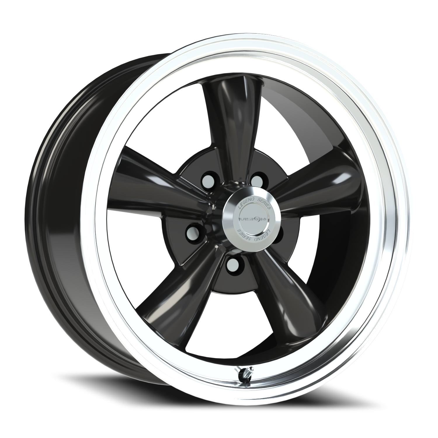 Vision 5 17X8 Gloss Black Machined Lip Wheel