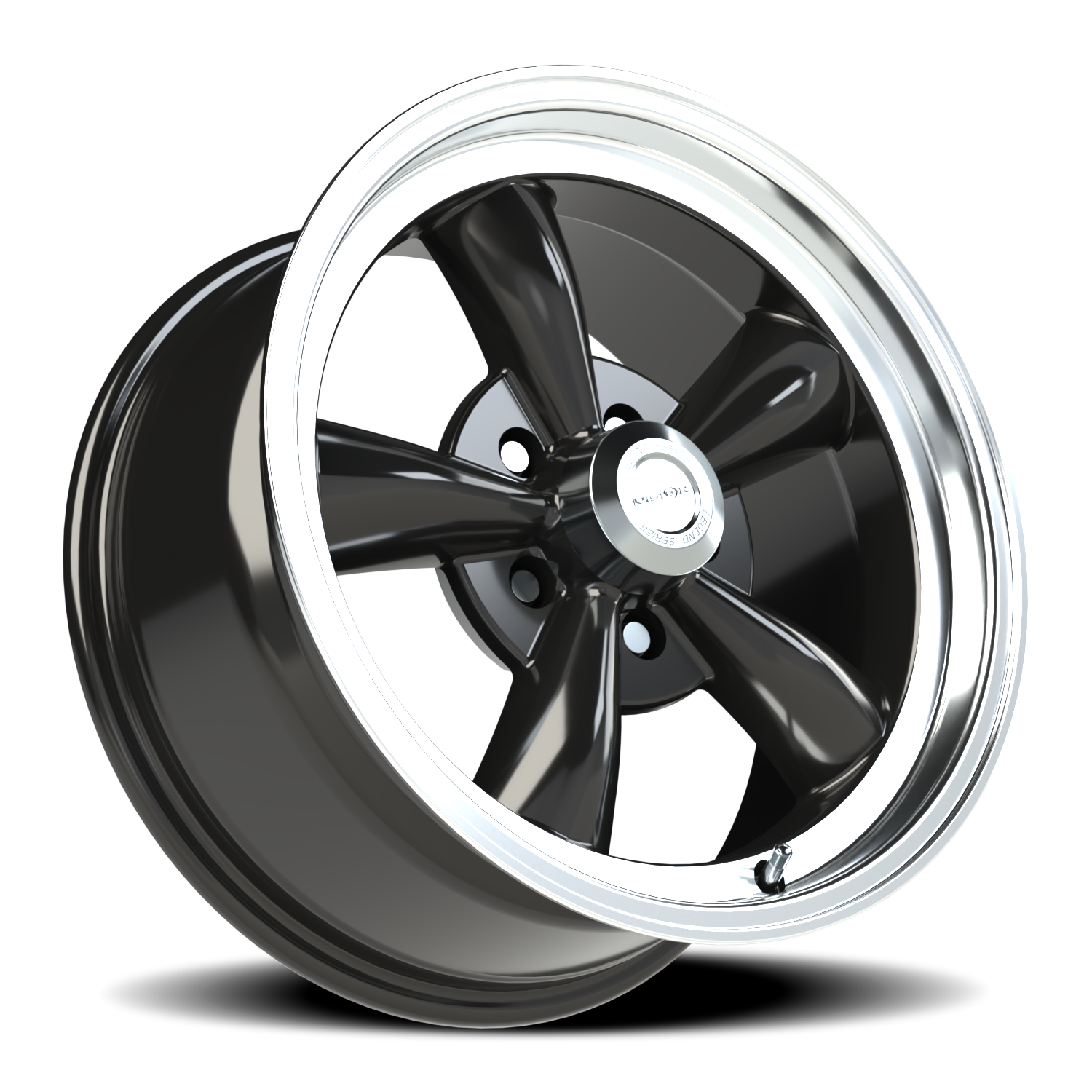 Vision 5 17X8 Gloss Black Machined Lip Wheel