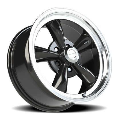 Vision 5 17X8 Gloss Black Machined Lip Wheel