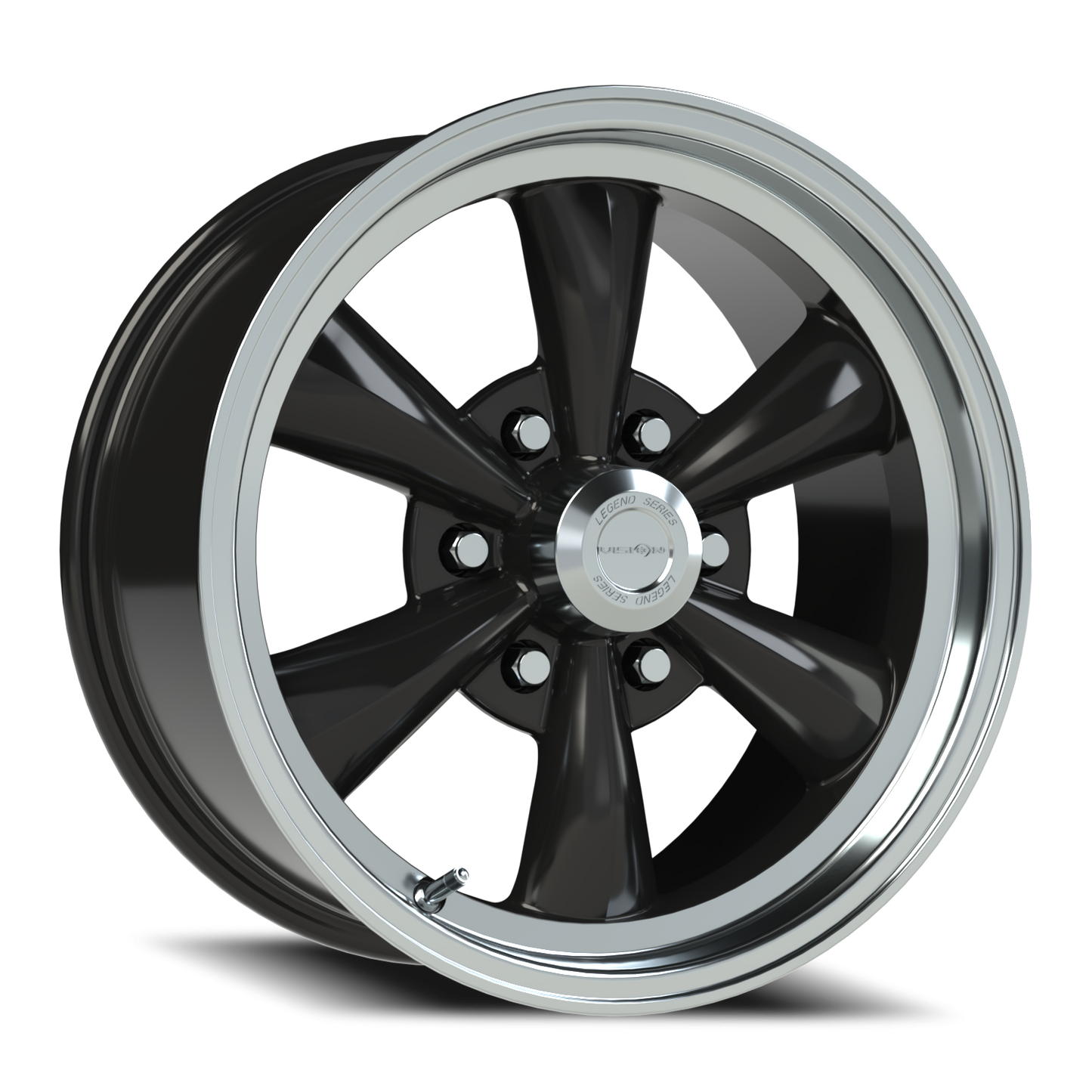 Vision 5 17X8 Gloss Black Machined Lip Wheel