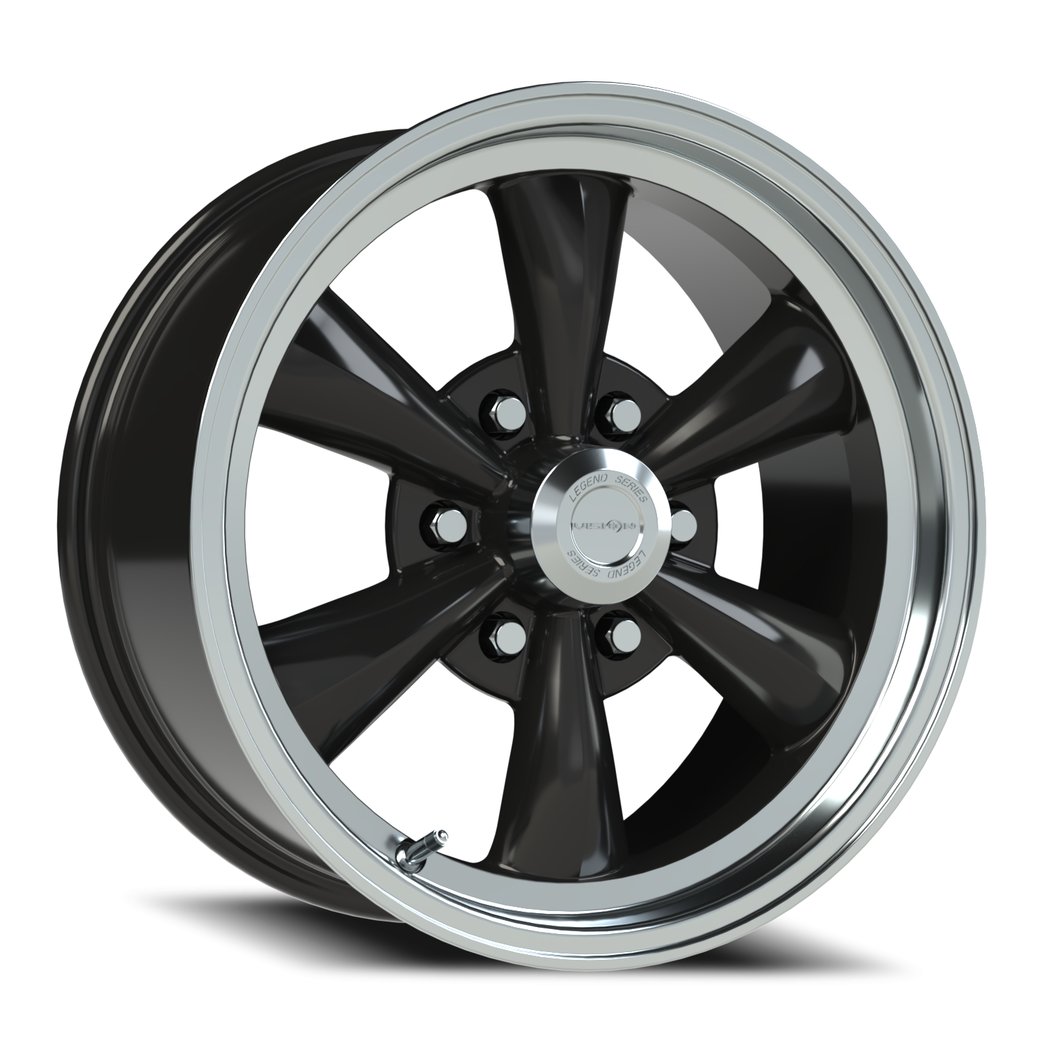 Vision 5 17X8 Gloss Black Machined Lip Wheel