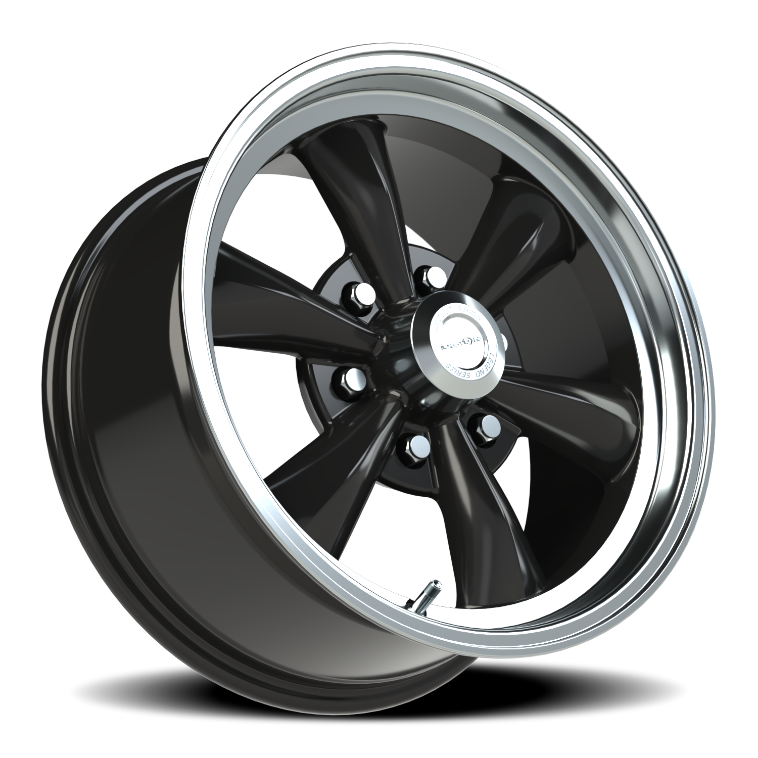 Vision 5 17X8 Gloss Black Machined Lip Wheel