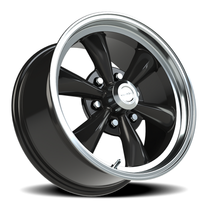Vision 5 17X8 Gloss Black Machined Lip Wheel