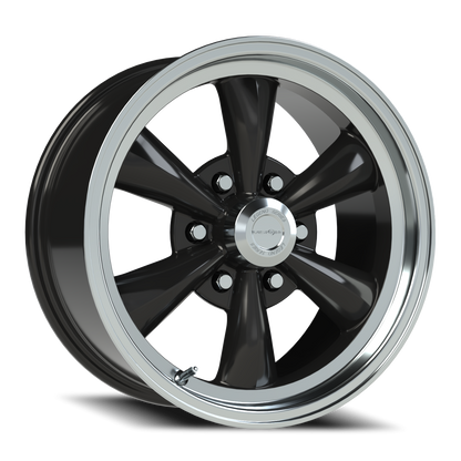 Vision 5 17X8 Gloss Black Machined Lip Wheel