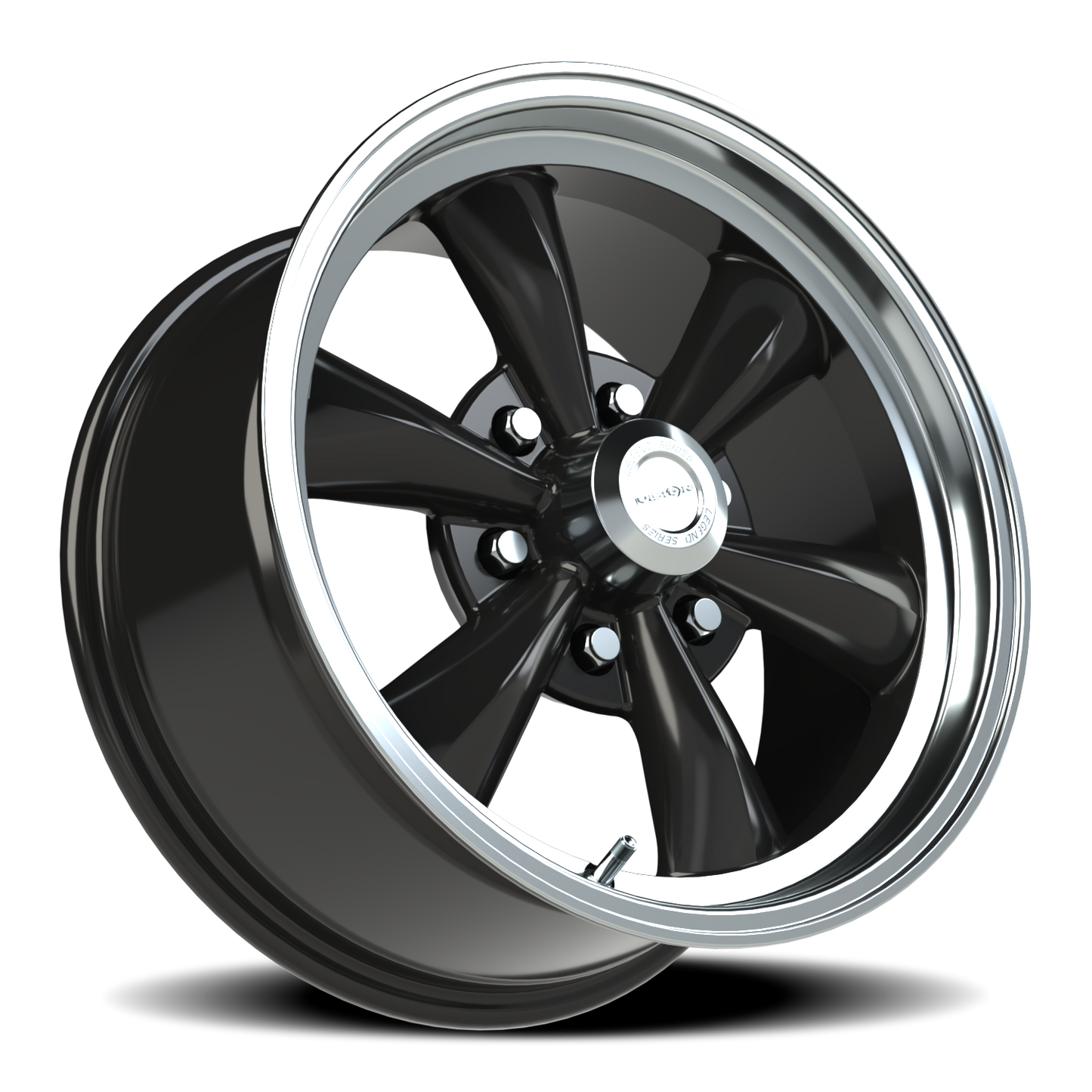 Vision 5 17X8 Gloss Black Machined Lip Wheel
