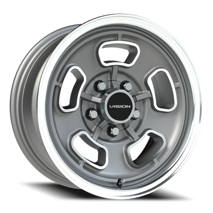 Vision Shift 15X7 Satin Grey Machined Face/Lip Wheel