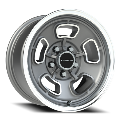 Vision Shift 15X8 Satin Grey Machined Face/Lip Wheel