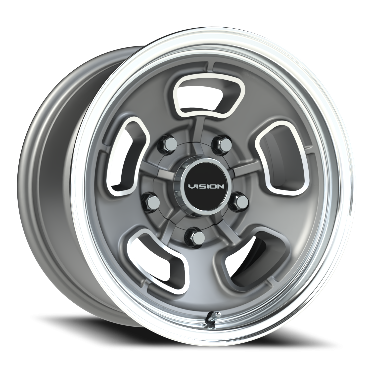 Vision Shift 15X8 Satin Grey Machined Face/Lip Wheel