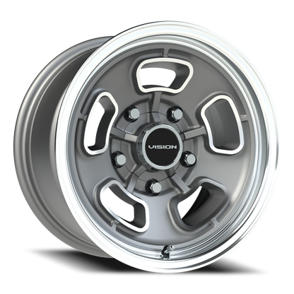 Vision Shift 15X8 Satin Grey Machined Face/Lip Wheel