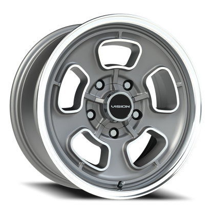 Vision Shift 17X8 Satin Grey Machined Face/Lip Wheel