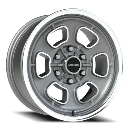 Vision Shift 17X8 Satin Grey Machined Face/Lip Wheel