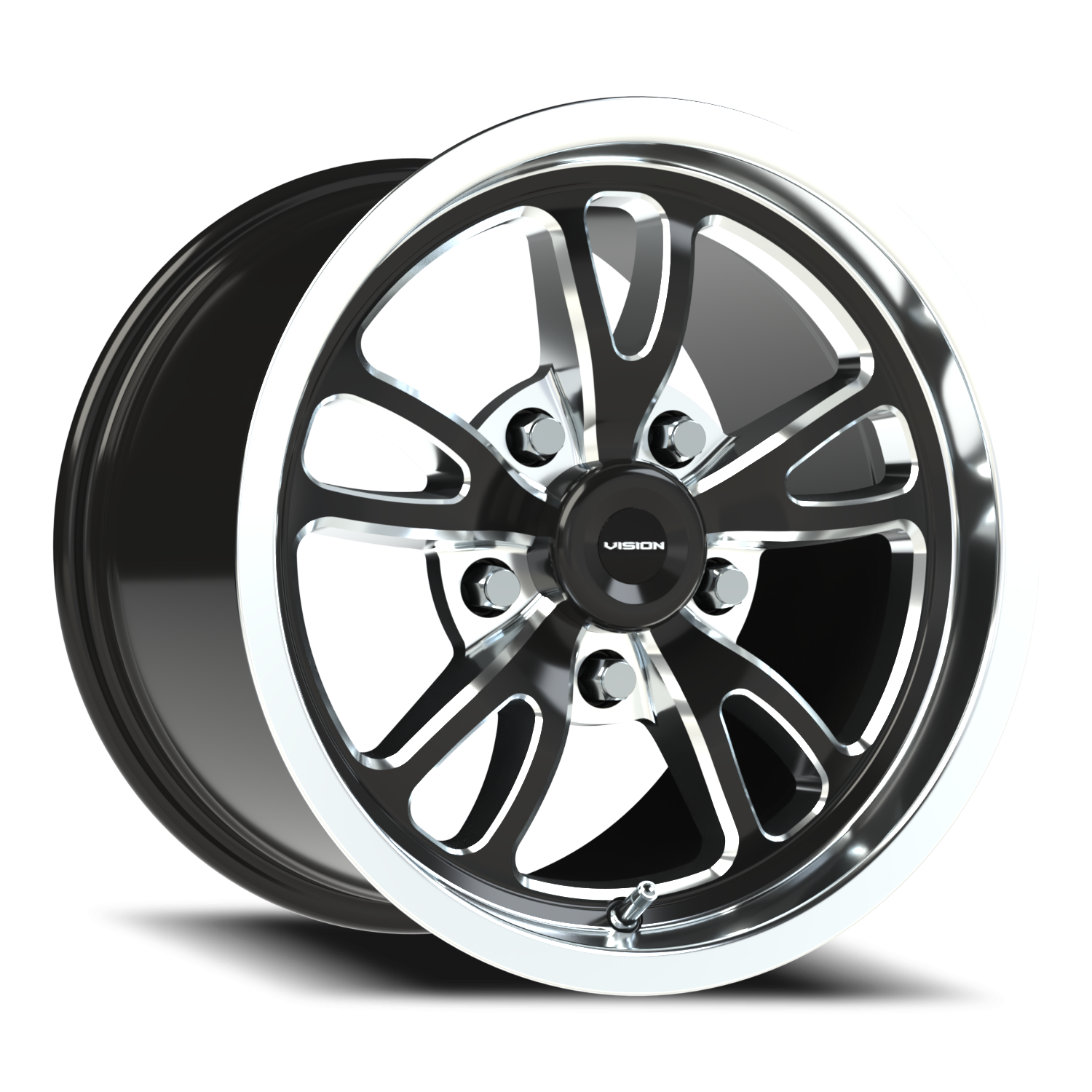 Vision Patriot 15X10 Gloss Black Milled Spoke Polished Lip Wheel