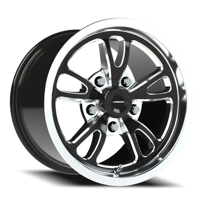 Vision Patriot 15X10 Gloss Black Milled Spoke Polished Lip Wheel
