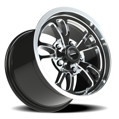 Vision Patriot 15X10 Gloss Black Milled Spoke Polished Lip Wheel