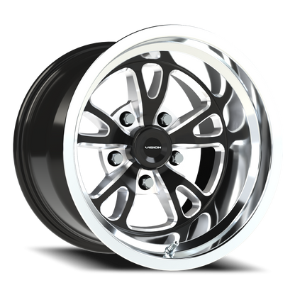 Vision Patriot 15X10 Gloss Black Milled Spoke Polished Lip Wheel