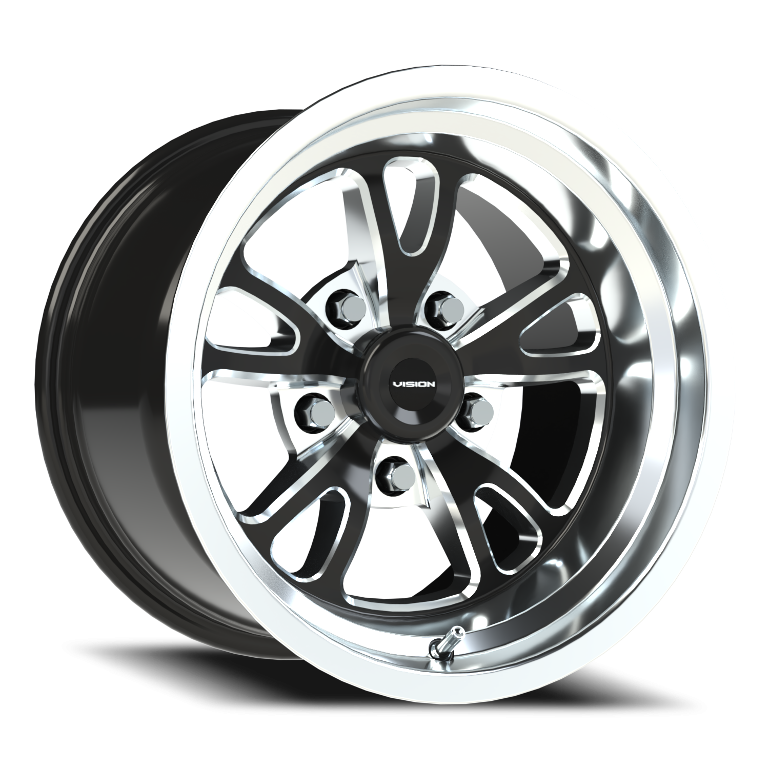 Vision Patriot 15X10 Gloss Black Milled Spoke Polished Lip Wheel