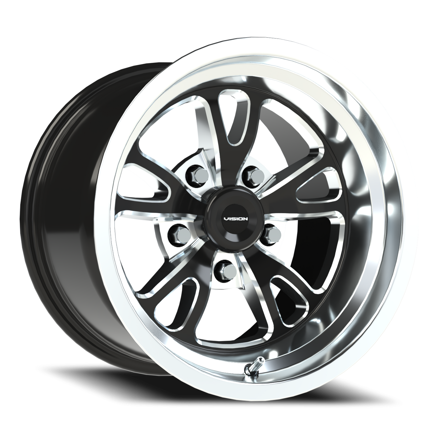 Vision Patriot 15X10 Gloss Black Milled Spoke Polished Lip Wheel