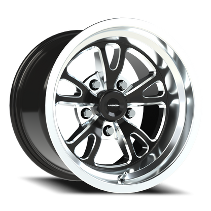 Vision Patriot 15X10 Gloss Black Milled Spoke Polished Lip Wheel