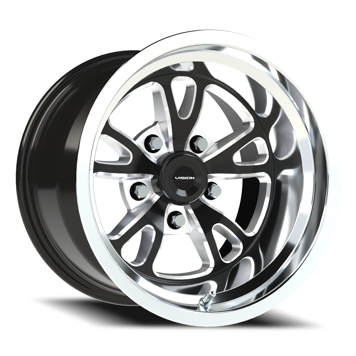 Vision Patriot 15X10 Gloss Black Milled Spoke Polished Lip Wheel