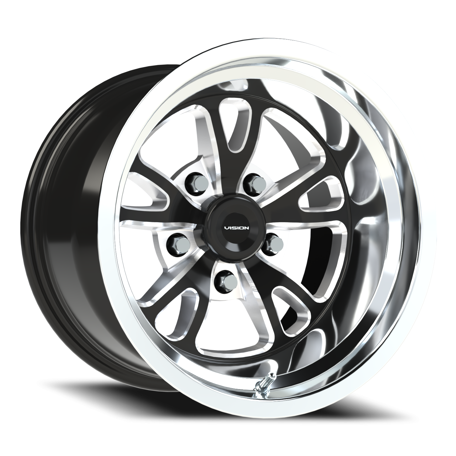 Vision Patriot 15X10 Gloss Black Milled Spoke Polished Lip Wheel