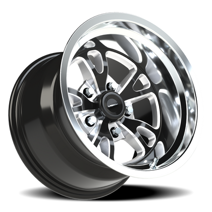 Vision Patriot 15X10 Gloss Black Milled Spoke Polished Lip Wheel