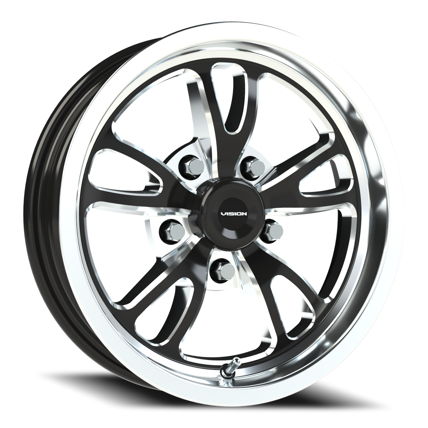 Vision Patriot 15X4 Gloss Black Milled Spoke Polished Lip Wheel