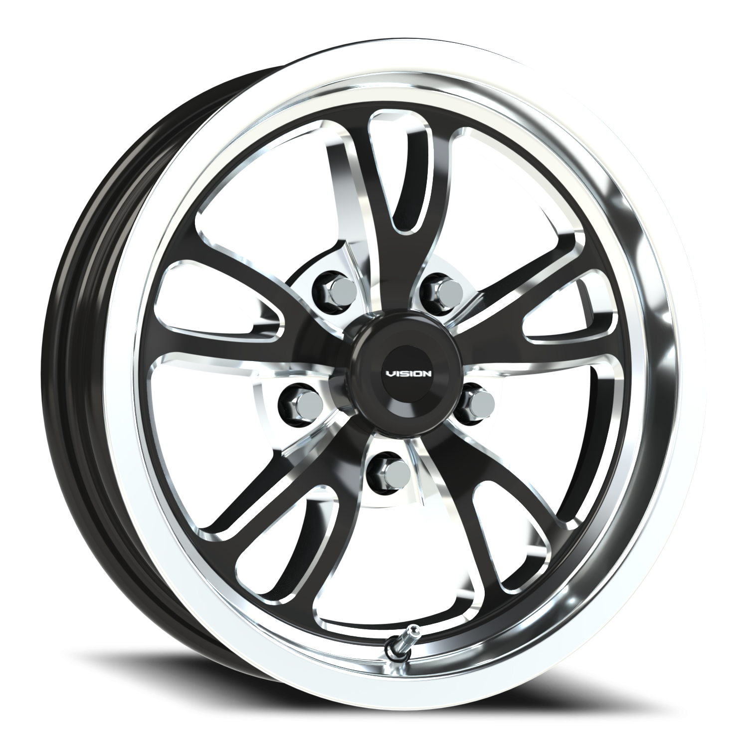 Vision Patriot 15X4 Gloss Black Milled Spoke Polished Lip Wheel