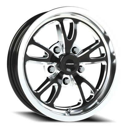 Vision Patriot 15X4 Gloss Black Milled Spoke Polished Lip Wheel