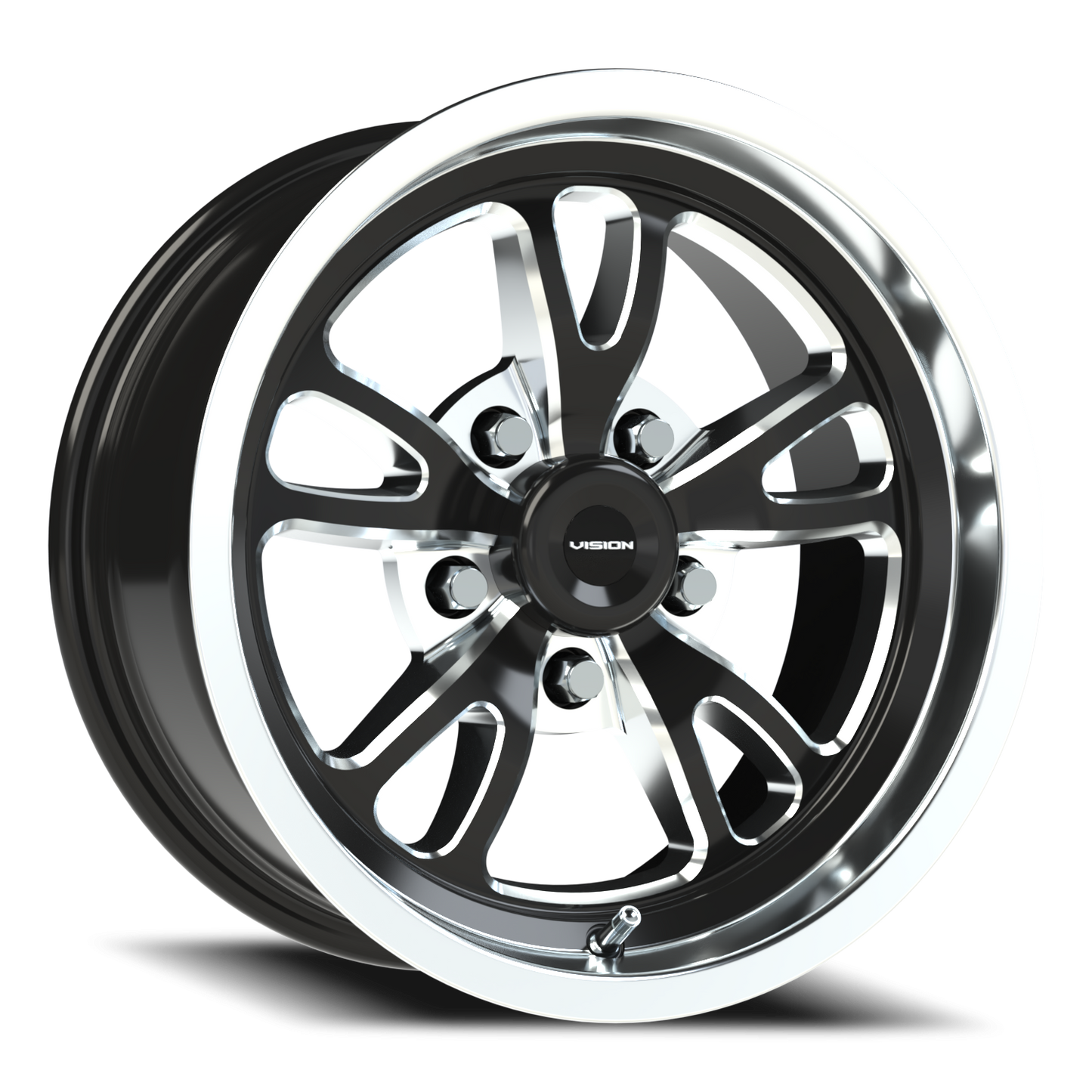 Vision Patriot 15X7 Gloss Black Milled Spoke Polished Lip Wheel