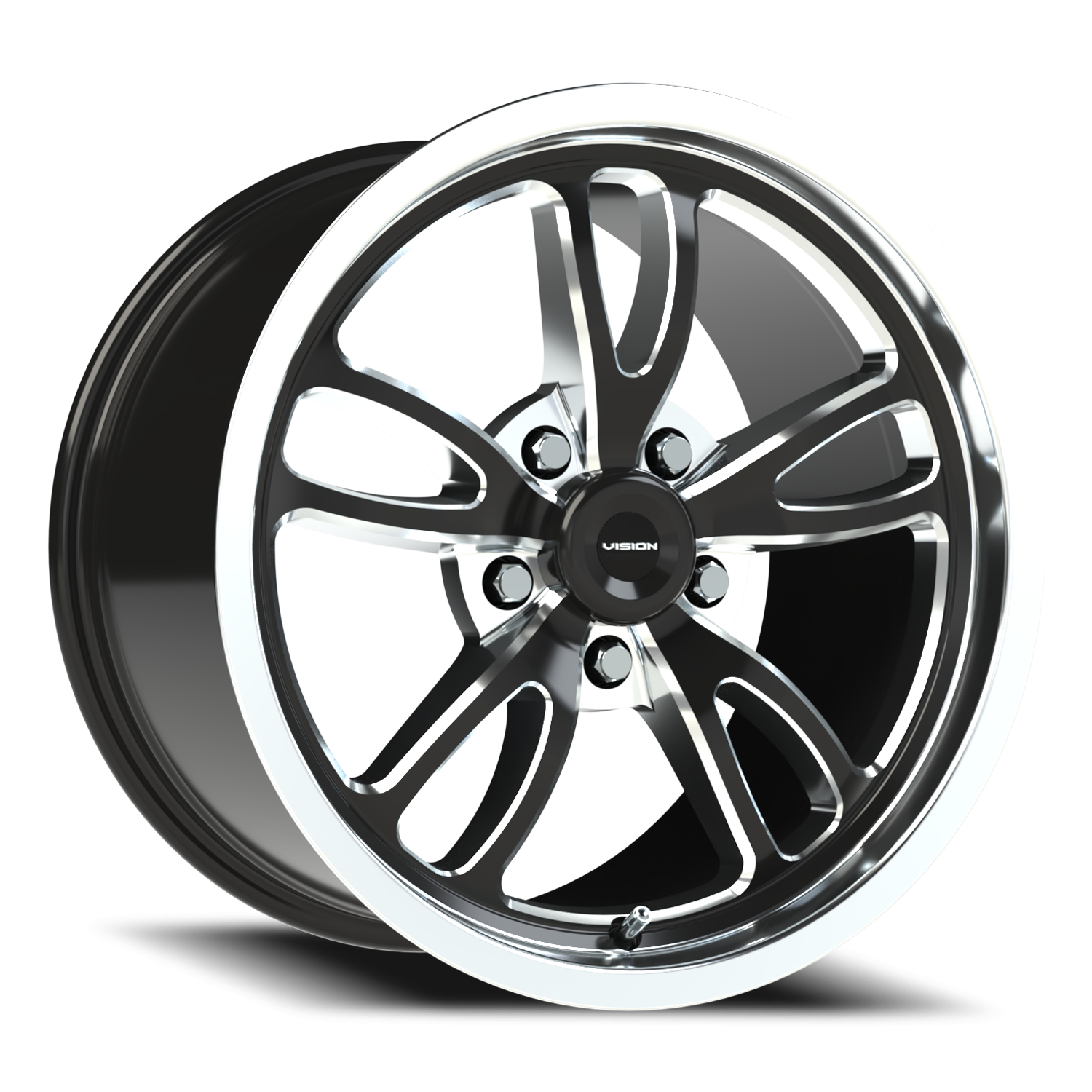 Vision Patriot 17X10 Gloss Black Milled Spoke Polished Lip Wheel