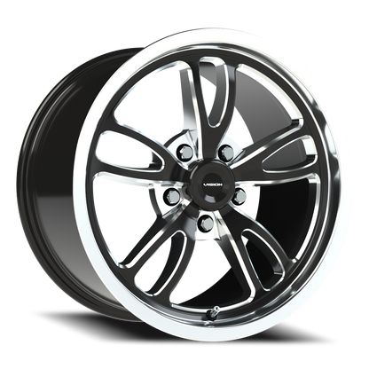 Vision Patriot 17X10 Gloss Black Milled Spoke Polished Lip Wheel
