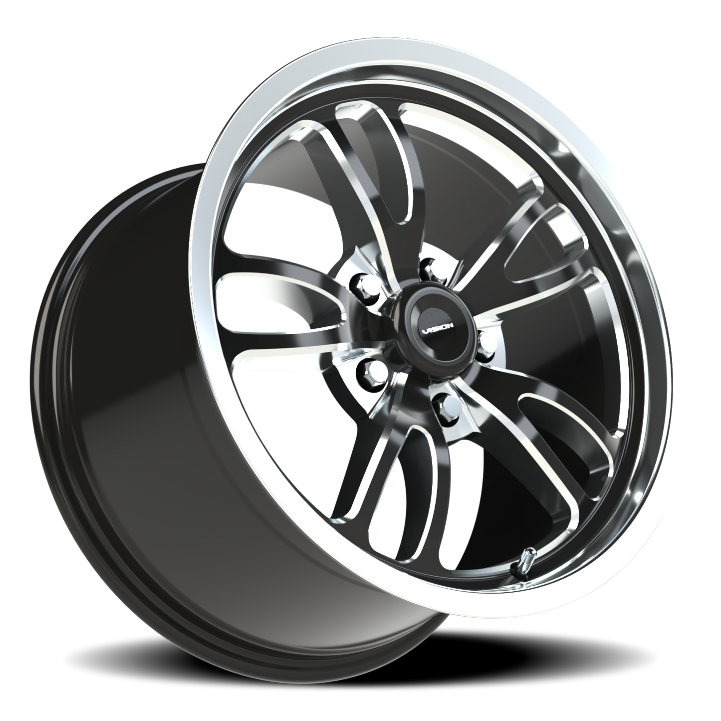 Vision Patriot 17X10 Gloss Black Milled Spoke Polished Lip Wheel