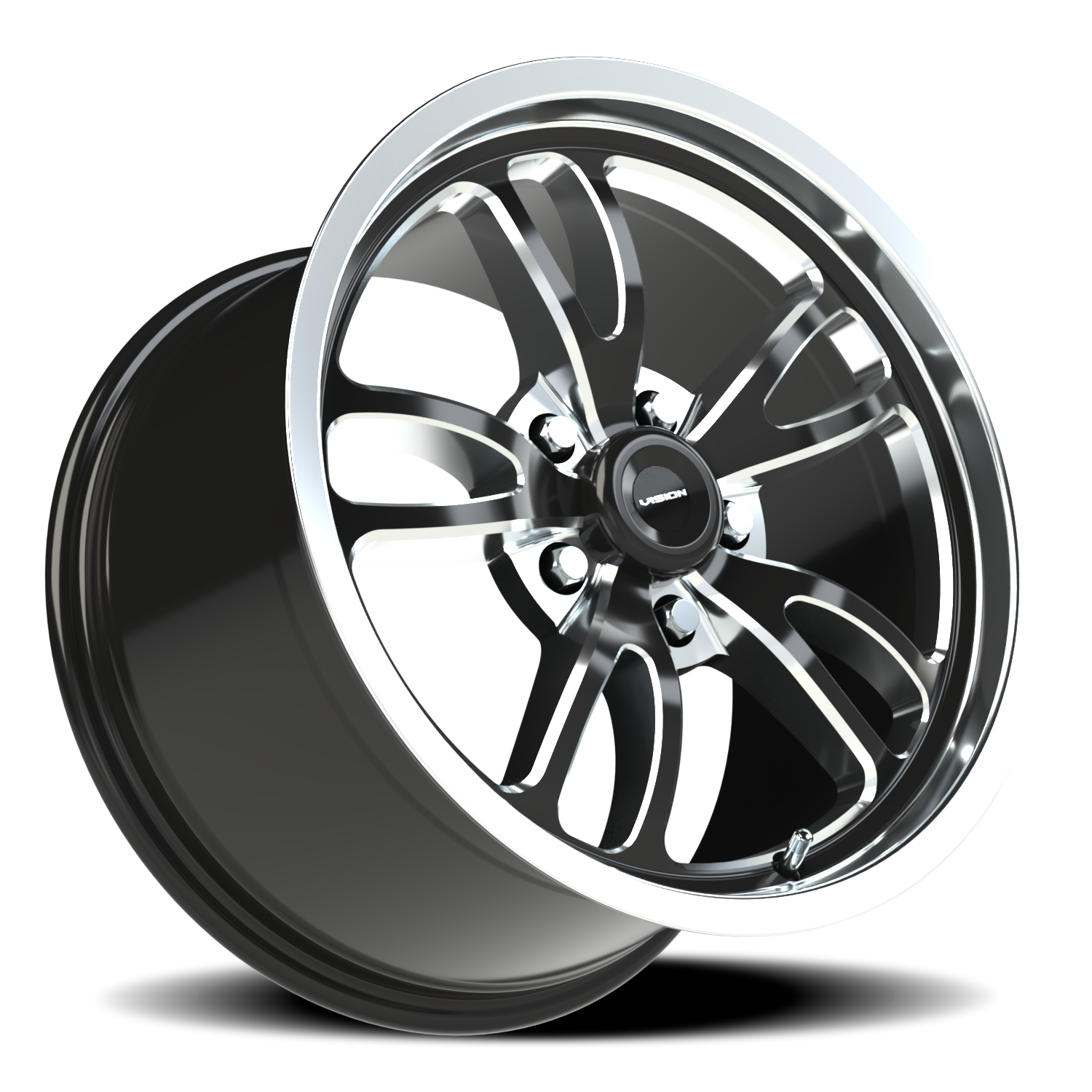Vision Patriot 17X10 Gloss Black Milled Spoke Polished Lip Wheel