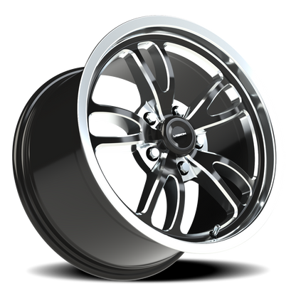 Vision Patriot 17X10 Gloss Black Milled Spoke Polished Lip Wheel