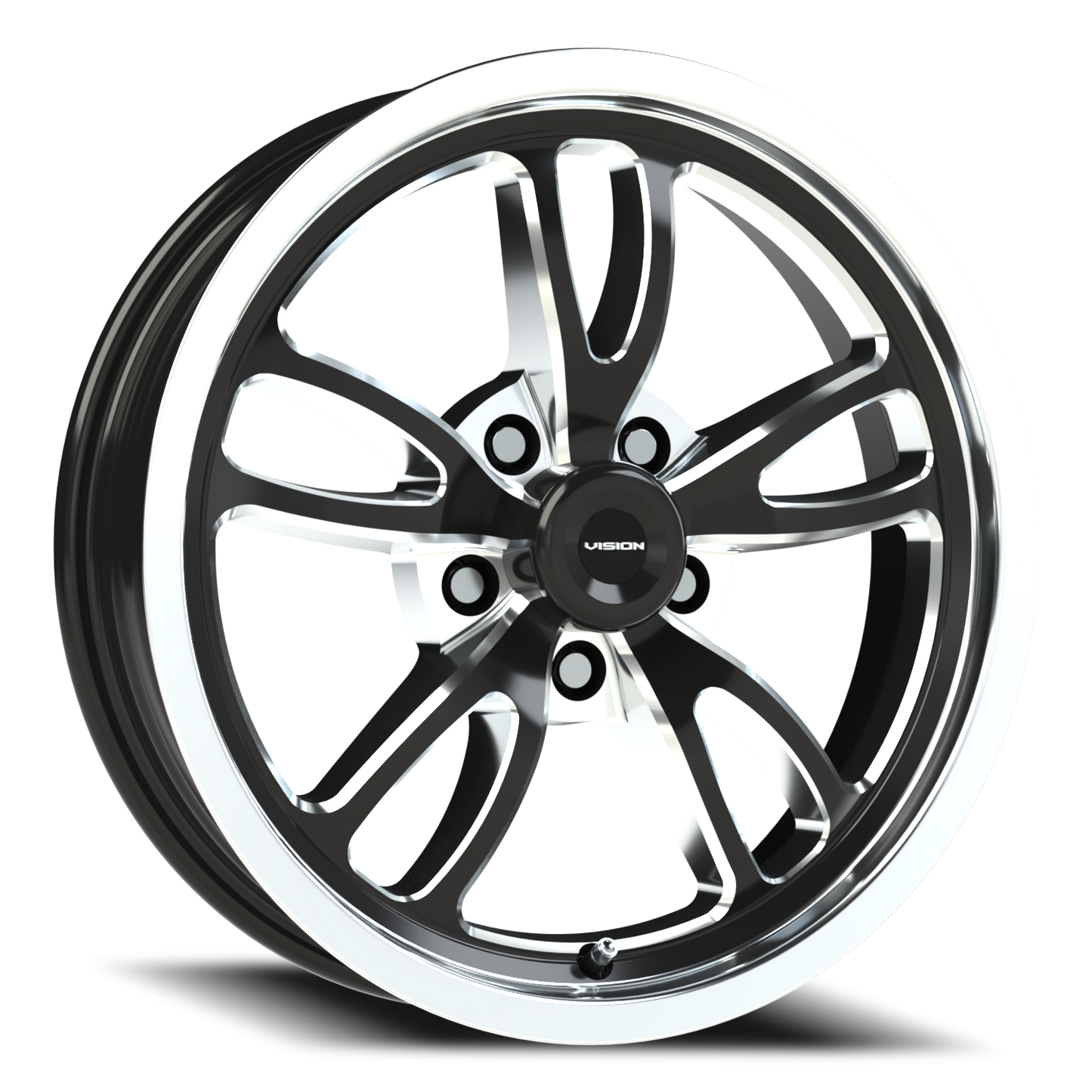 Vision Patriot 17X4.5 Gloss Black Milled Spoke Polished Lip Wheel