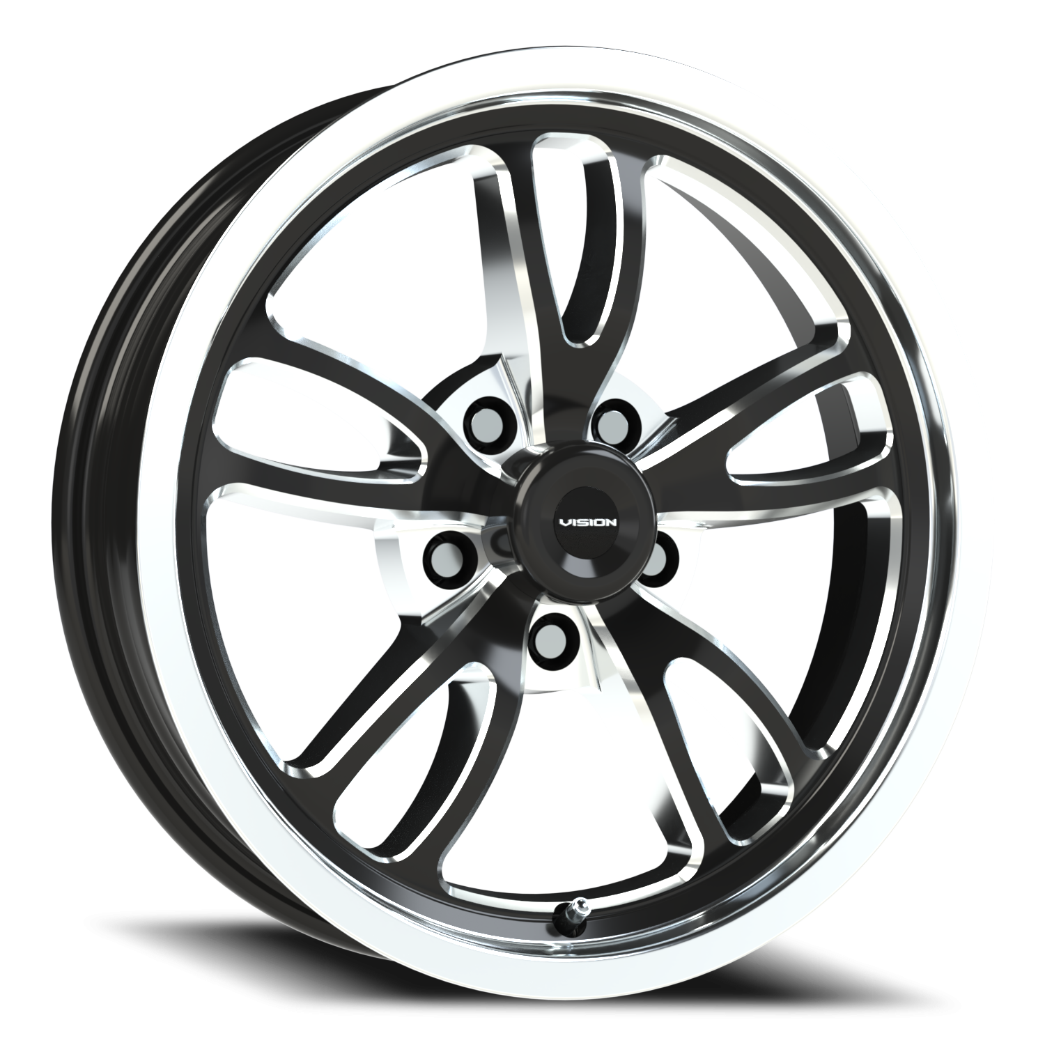 Vision Patriot 17X4.5 Gloss Black Milled Spoke Polished Lip Wheel
