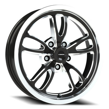 Vision Patriot 17X4.5 Gloss Black Milled Spoke Polished Lip Wheel